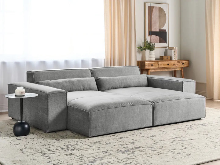 Right-Hand Chaise Lounge Fabric Grey Sonya