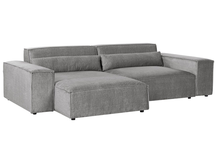 Hellnar Right Hand 2 Seater Modular Fabric Corner Sofa with Ottoman Grey