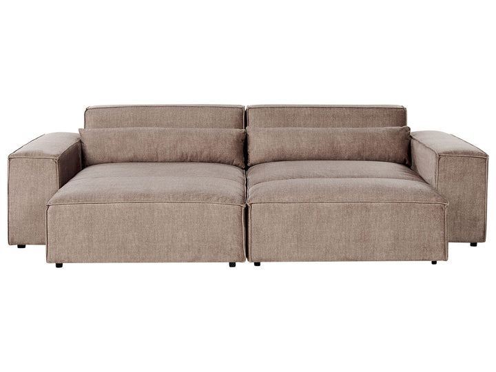 Hellnar Right Hand 2 Seater Modular Fabric Corner Sofa with Ottoman Brown