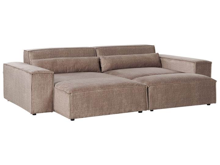 Hellnar Right Hand 2 Seater Modular Fabric Corner Sofa with Ottoman Brown