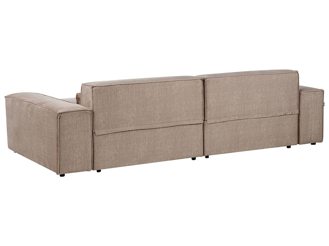 Hellnar Right Hand 2 Seater Modular Fabric Corner Sofa with Ottoman Brown