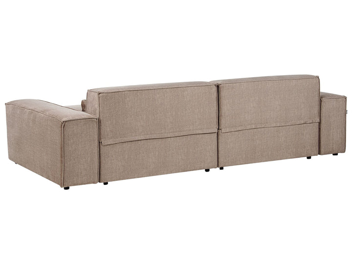 Hellnar Right Hand 2 Seater Modular Fabric Corner Sofa with Ottoman Brown