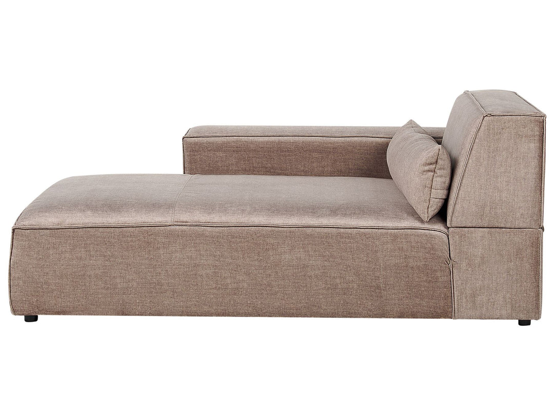 Hellnar Right Hand 2 Seater Modular Fabric Corner Sofa with Ottoman Brown