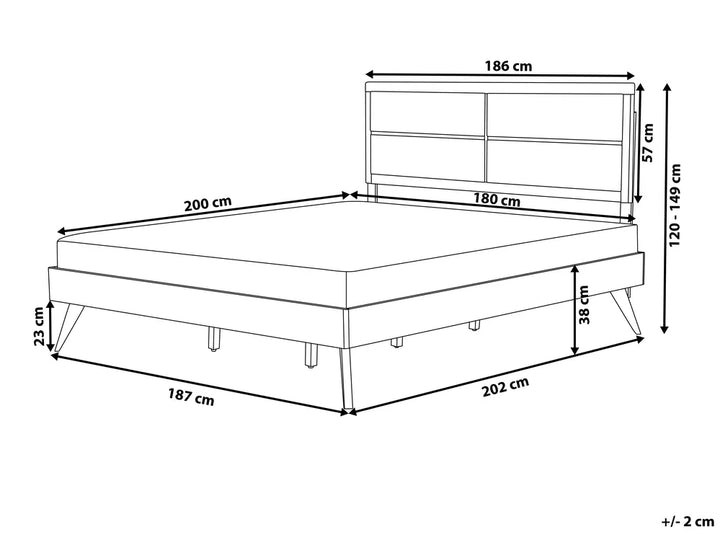 Bed 180 x 200 cm (EU Super King) Natural Ash Wood Larry