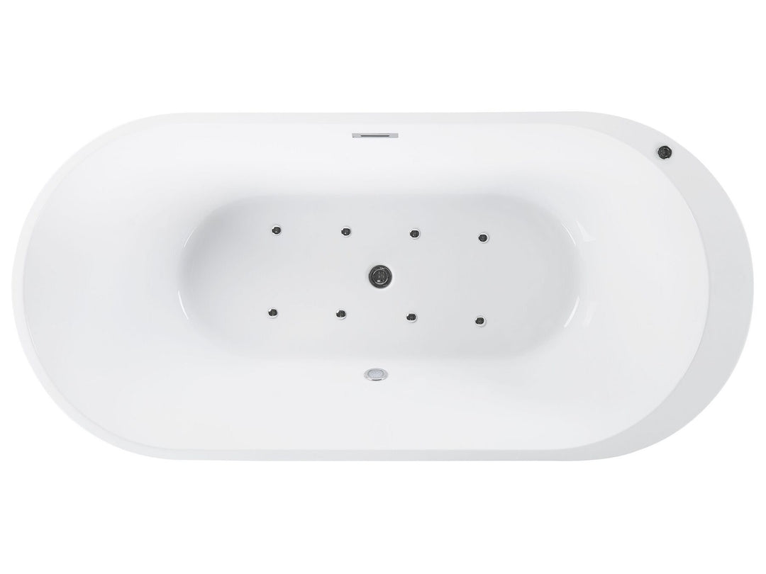 Freestanding Whirlpool Bath with LED 1700 x 800 mm Black Nevis