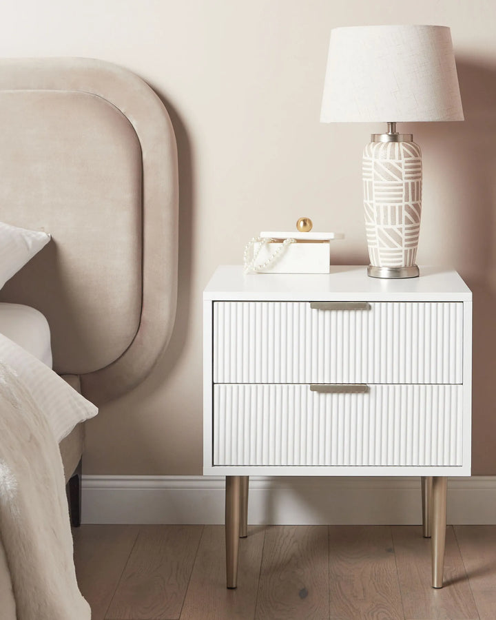 2 Drawer Bedside Table White Yuri