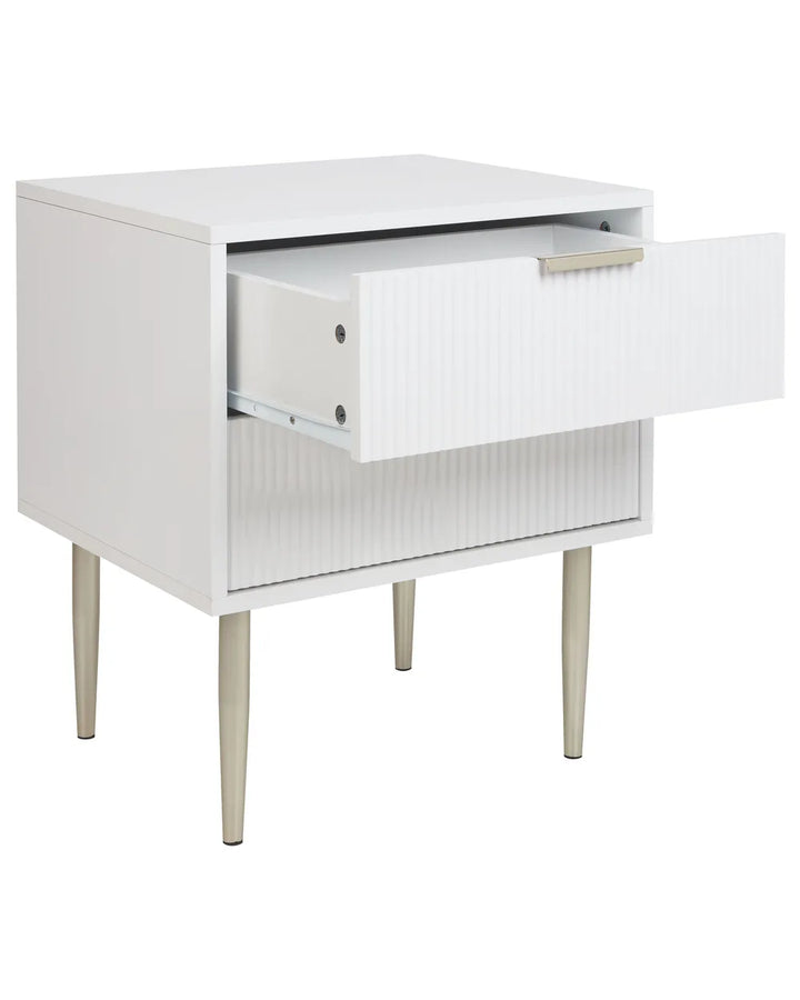 2 Drawer Bedside Table White Yuri