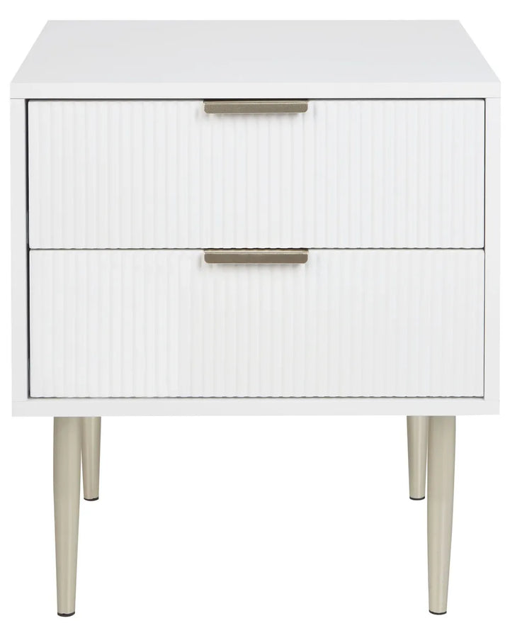 2 Drawer Bedside Table White Yuri