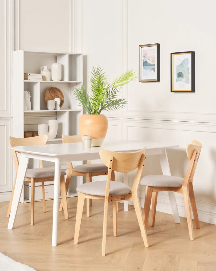 Set of 2 Dining Chairs Wood Light Brown/ Grey Kuala