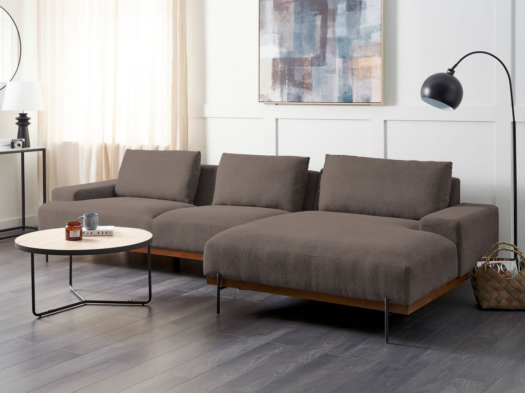 Mariferd Left Hand Fabric Corner Sofa Brown
