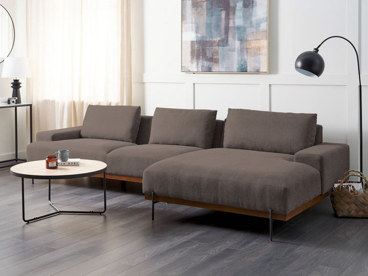 Mariferd Left Hand Fabric Corner Sofa Brown