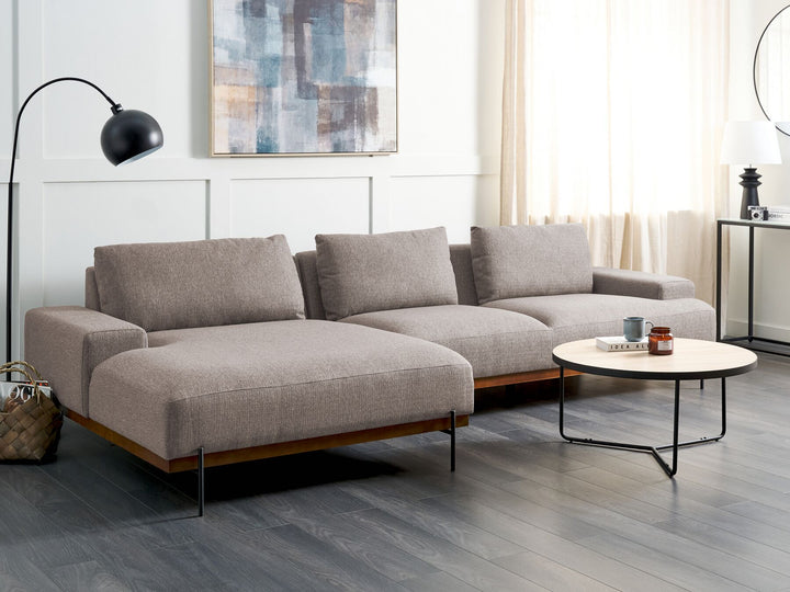 Mmariferd Right Hand Corner Fabric Sofa Light Brown