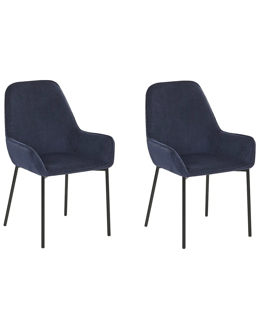 Set of 2 Dining Chairs Corduroy Dark Blue Ophelia