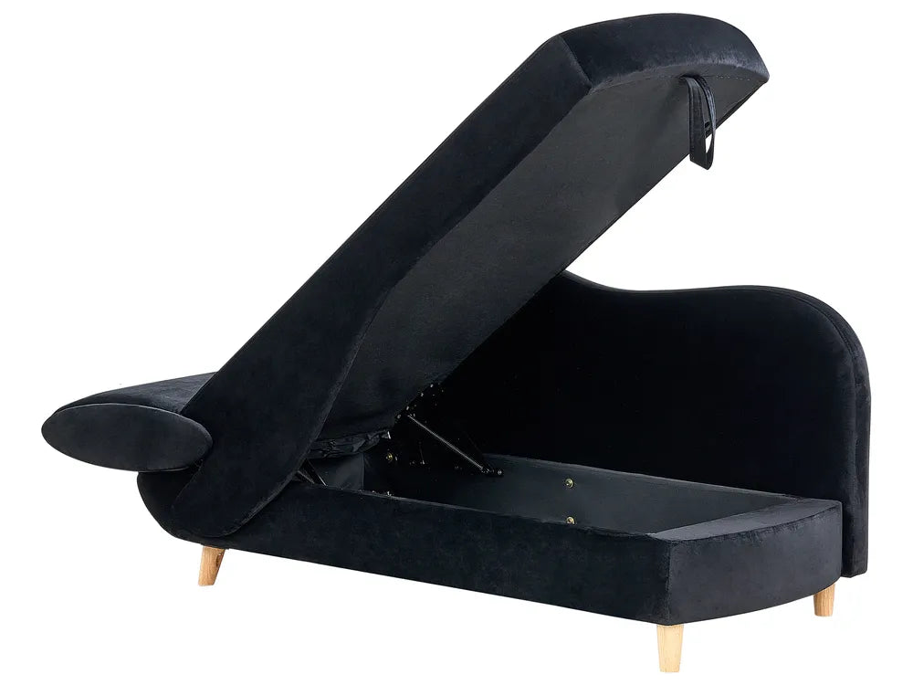 Left-Hand Chaise Lounge Velvet Black with Storage Harriet