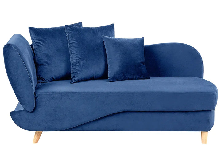 Left-Hand Chaise Lounge Velvet Navy Blue with Storage Harriet