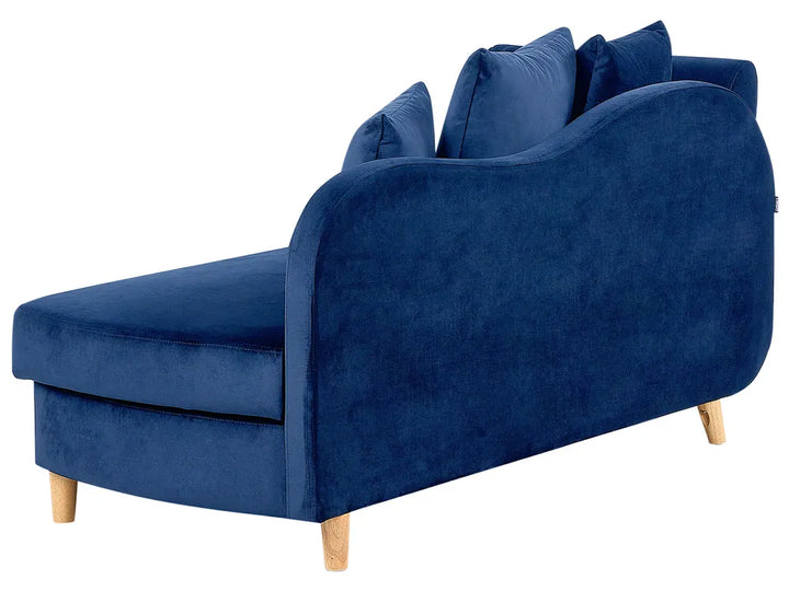 Left-Hand Chaise Lounge Velvet Navy Blue with Storage Harriet