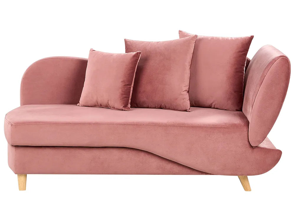 Right-Hand Chaise Lounge Velvet Pink with Storage Harriet