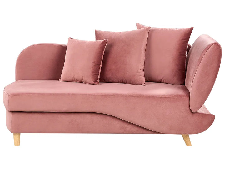 Right-Hand Chaise Lounge Velvet Pink with Storage Harriet