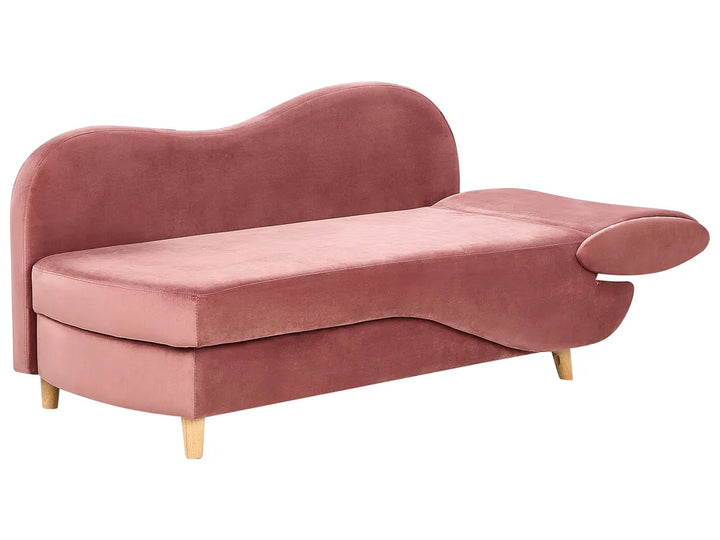 Right-Hand Chaise Lounge Velvet Pink with Storage Harriet
