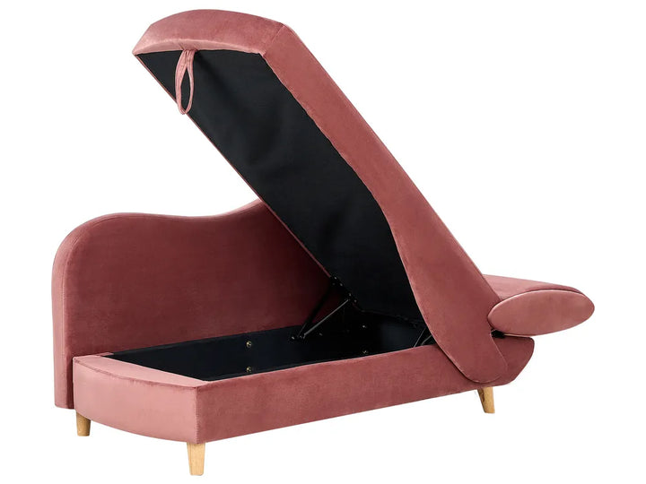 Right-Hand Chaise Lounge Velvet Pink with Storage Harriet