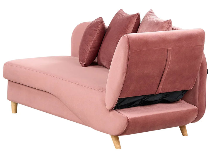 Right-Hand Chaise Lounge Velvet Pink with Storage Harriet