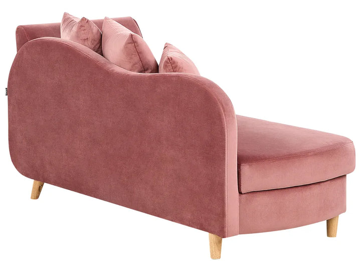 Right-Hand Chaise Lounge Velvet Pink with Storage Harriet