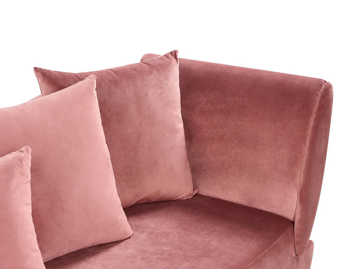 Right-Hand Chaise Lounge Velvet Pink with Storage Harriet