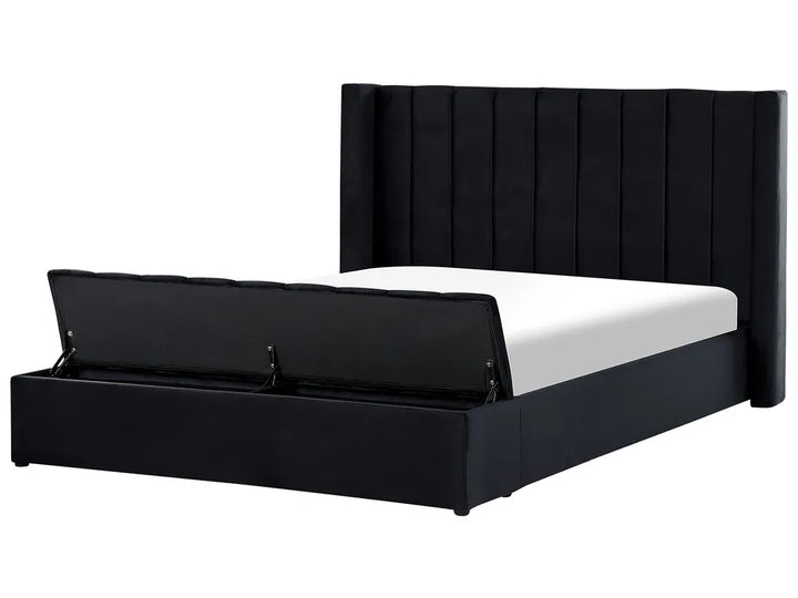 Waterbed with Storage Bench Velvet 180 x 200 cm (EU Super King) Black Angel