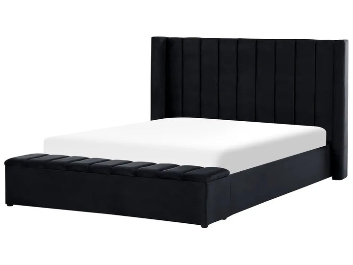 Waterbed with Storage Bench Velvet 180 x 200 cm (EU Super King) Black Angel