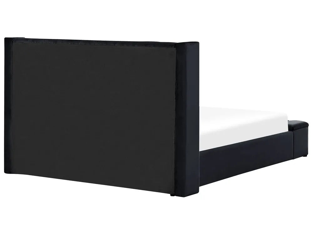 Waterbed with Storage Bench Velvet 180 x 200 cm (EU Super King) Black Angel