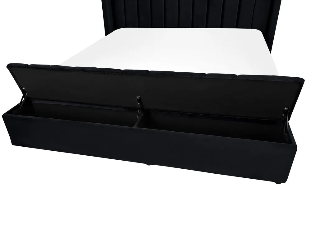 Waterbed with Storage Bench Velvet 180 x 200 cm (EU Super King) Black Angel