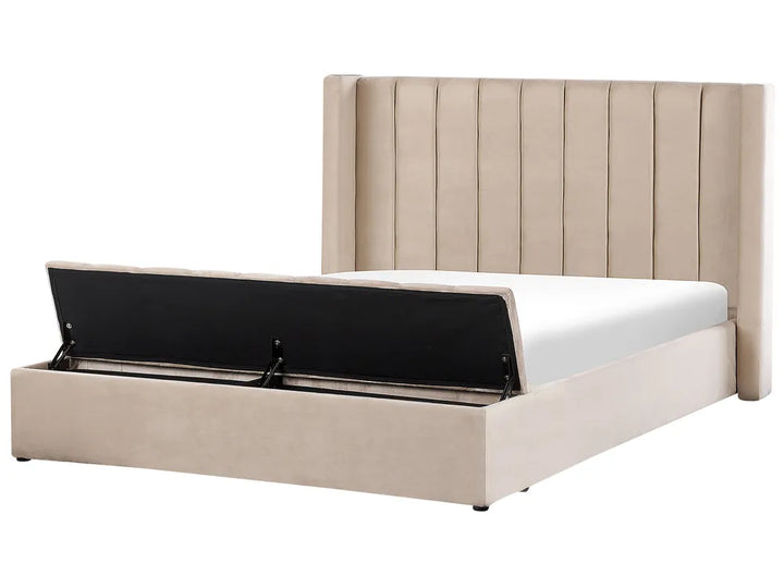 Waterbed with Storage Bench Velvet 180 x 200 cm (EU Super King) Beige Angel