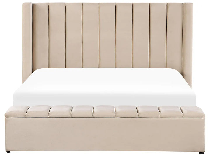 Waterbed with Storage Bench Velvet 180 x 200 cm (EU Super King) Beige Angel