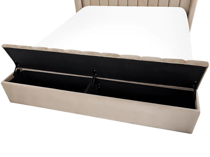 Waterbed with Storage Bench Velvet 180 x 200 cm (EU Super King) Beige Angel