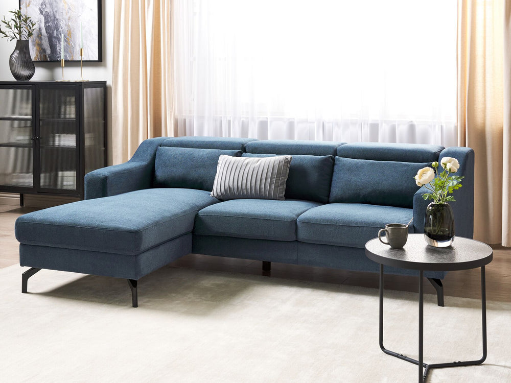 Glosli Right Hand Fabric Corner Sofa Blue 