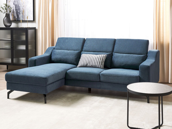 Glosli Right Hand Fabric Corner Sofa Blue