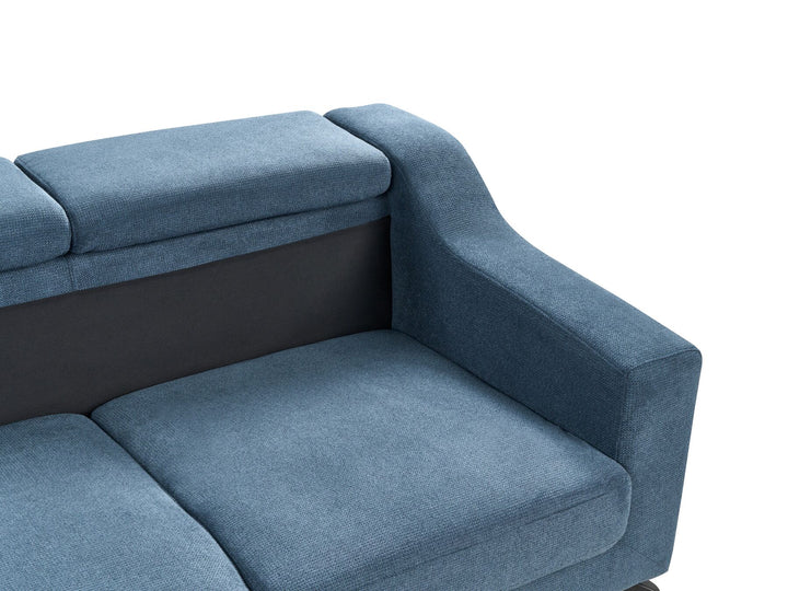 Glosli Right Hand Fabric Corner Sofa Blue