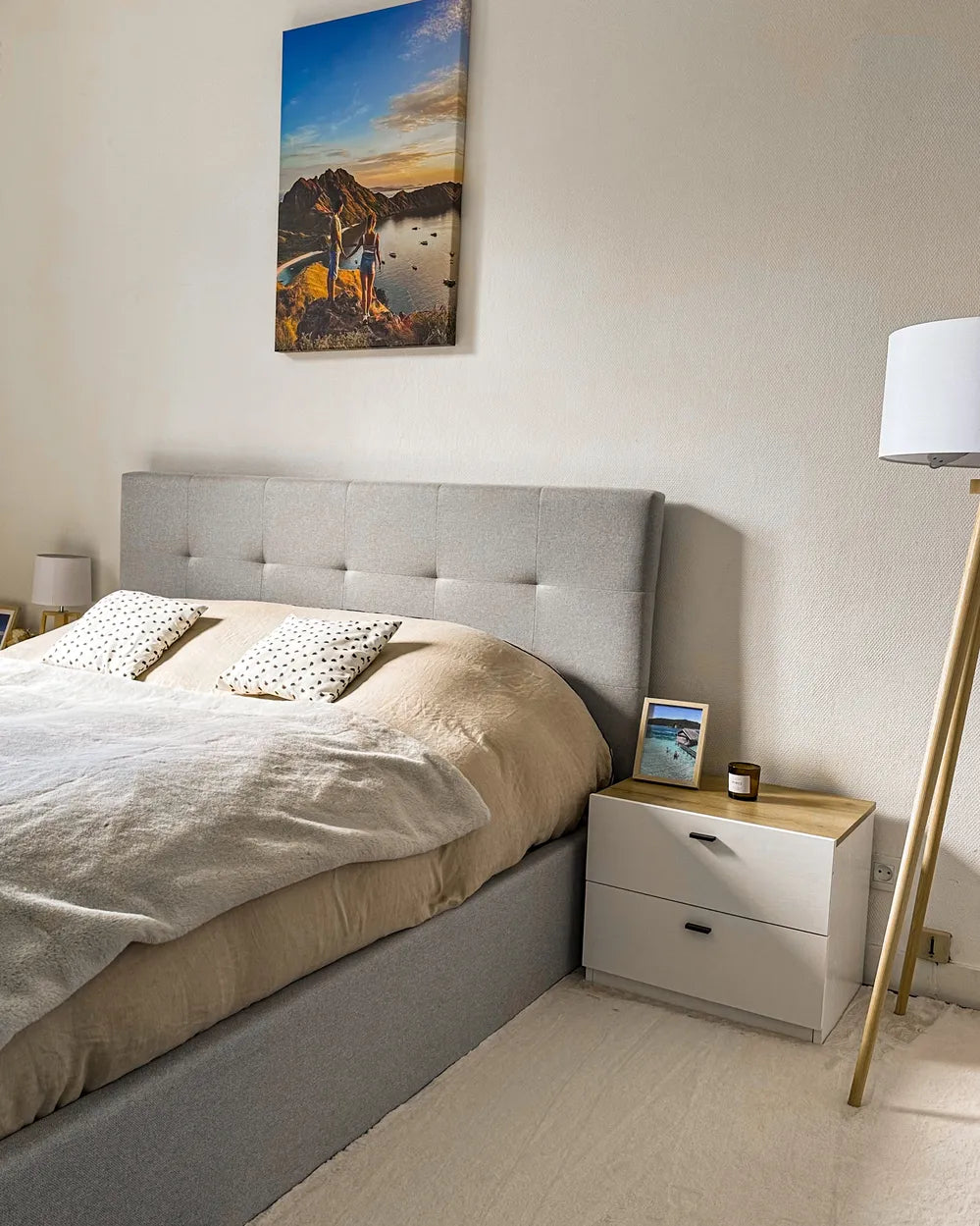 Ottoman Bed Velvet 160 x 200 cm (EU King Size) Light Grey Myrtle