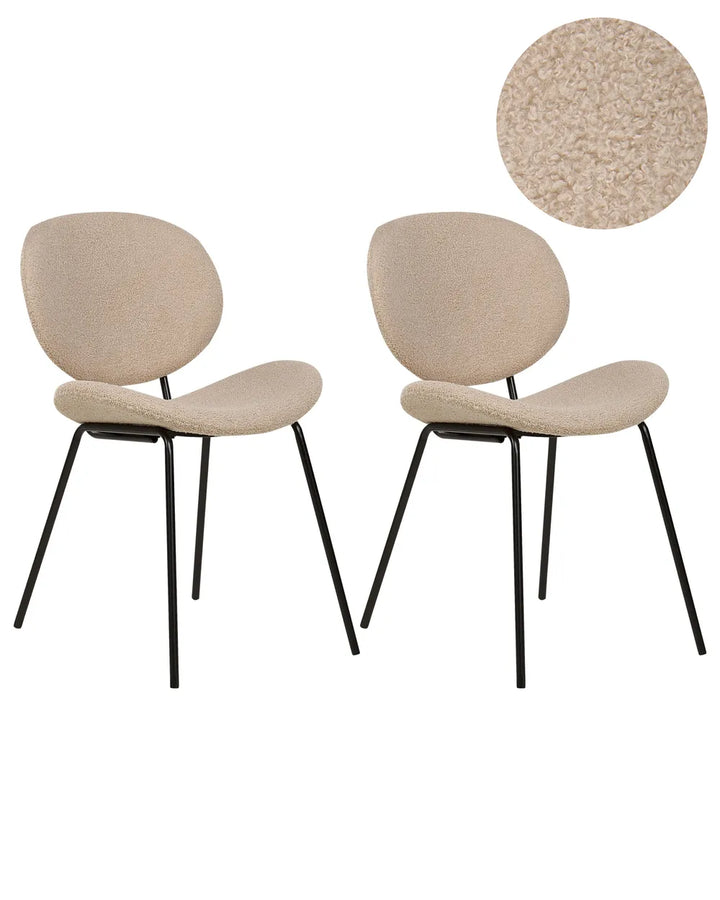 Set of 2 Dining Chairs Boucle Taupe Isabela