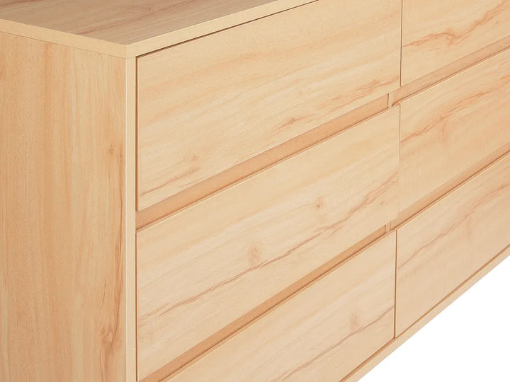 6 Drawer Chest Light Brown Stable and Durable Borough