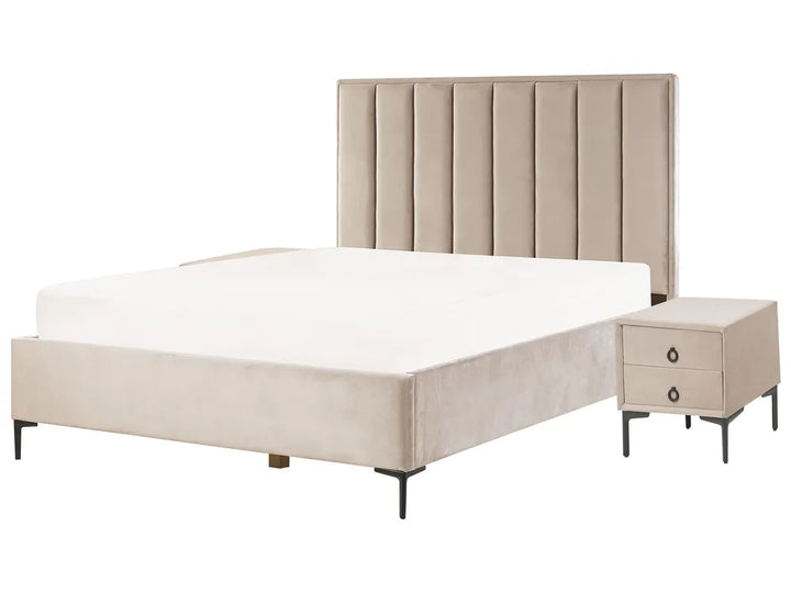 Bedroom Set Velvet 160 x 200 cm (EU King Size) Taupe Ellane