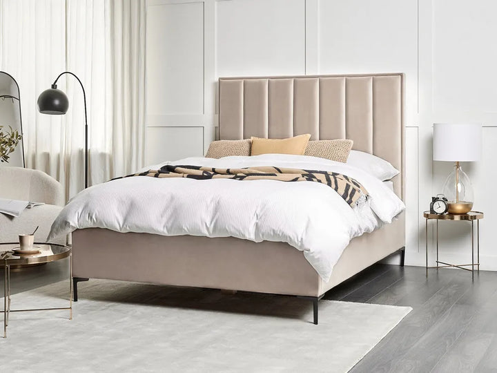 Bedroom Set Velvet 160 x 200 cm (EU King Size) Taupe Ellane