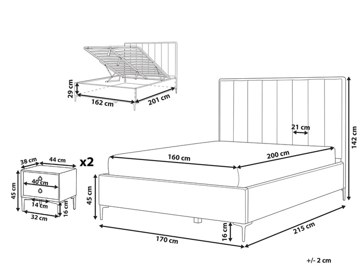Bedroom Set Velvet 160 x 200 cm (EU King Size) Taupe Ellane