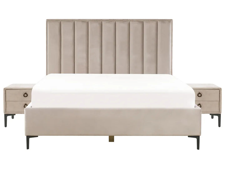Bedroom Set Velvet 180 x 200 cm (EU Super King) Taupe Ellane