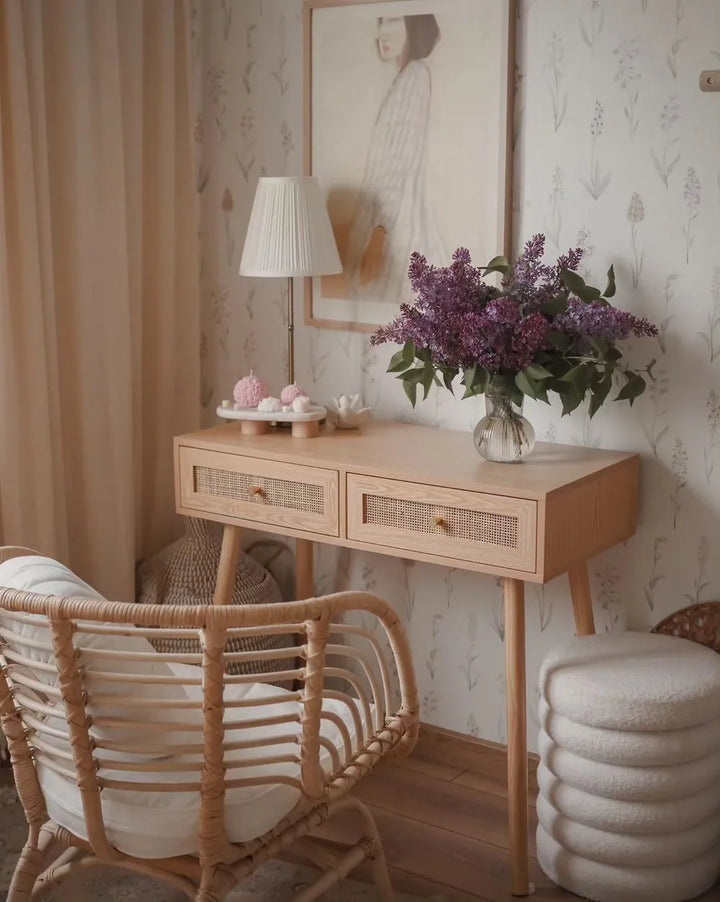 Console Table Light Brown Practical Drawers Vostia