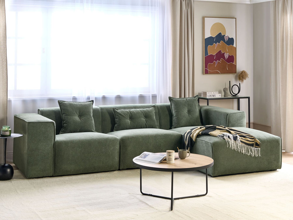 Dolva Left Hand Chenille Corner Sofa Dark Green
