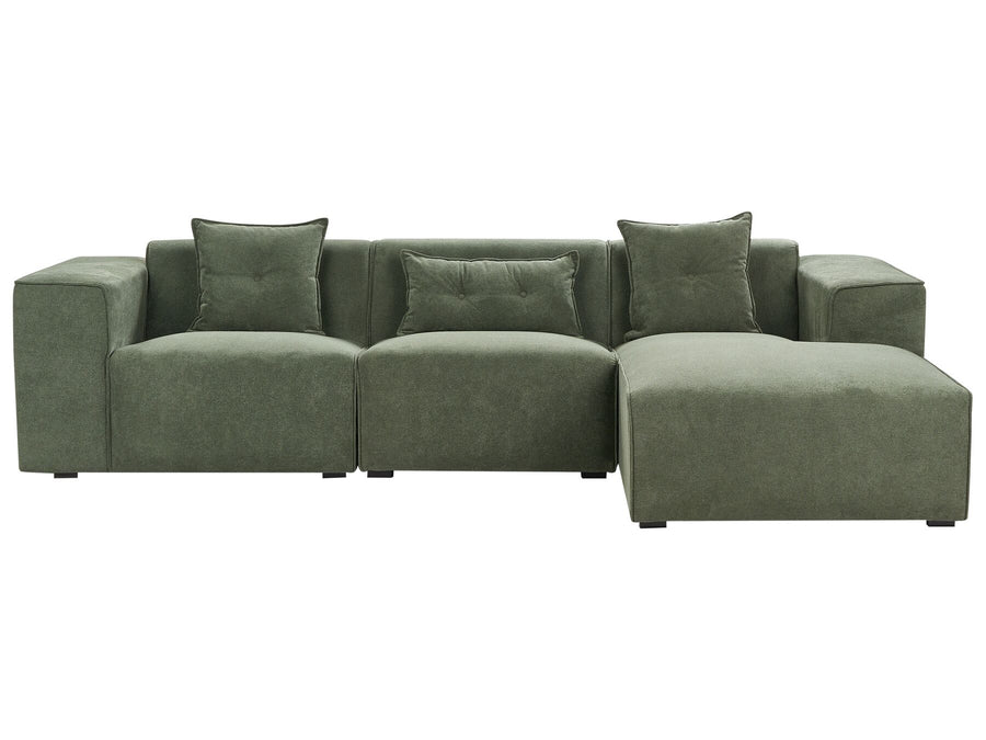 Dolva Left Hand Chenille Corner Sofa Dark Green