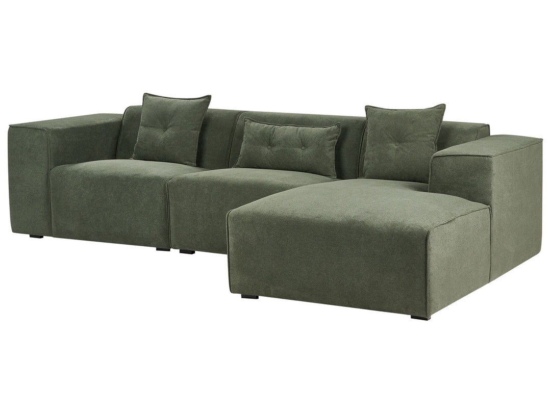 Dolva Left Hand Chenille Corner Sofa Dark Green