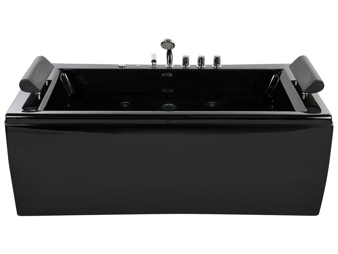 Whirlpool Bath with LED 1720 x 830 mm Black Montego