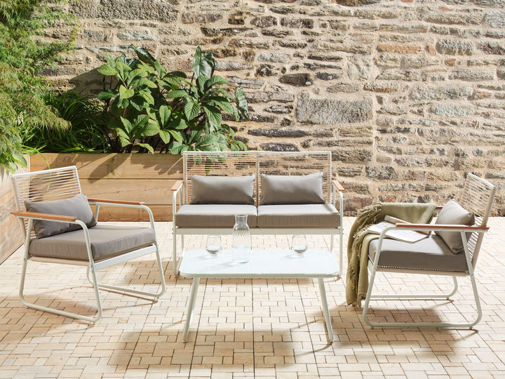 Pomonte Garden Lounge Set with Table 4 Seater Metal White